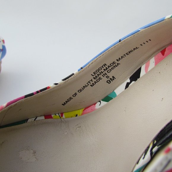 Nine West Leggyr FLORAL WEDGE SANDAL Platform Peep-Toe Cork Slingback 9 M - Picture 4 of 11